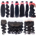 Extensions de cheveux indiens crus en gros Roir 9a Grade 100% Bundles de cheveux humains avec fermeture frontale en dentelle